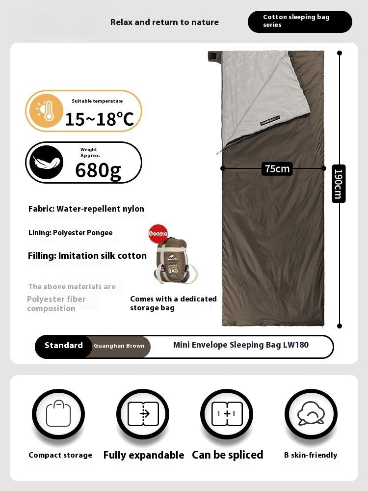 Summer Envelope Thin Sleeping Bag Outdoor